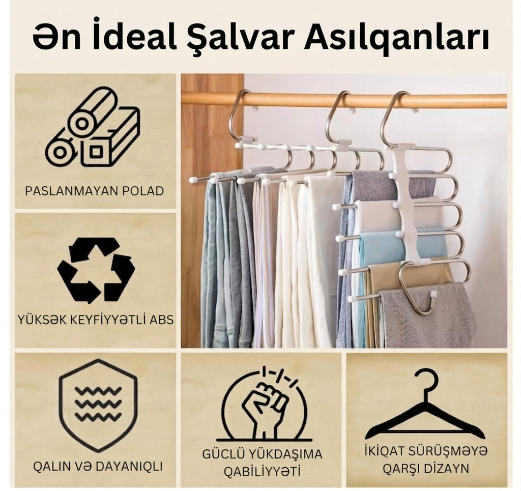 5-li Şalvar Asılqanı (AĞ PREMİUM)